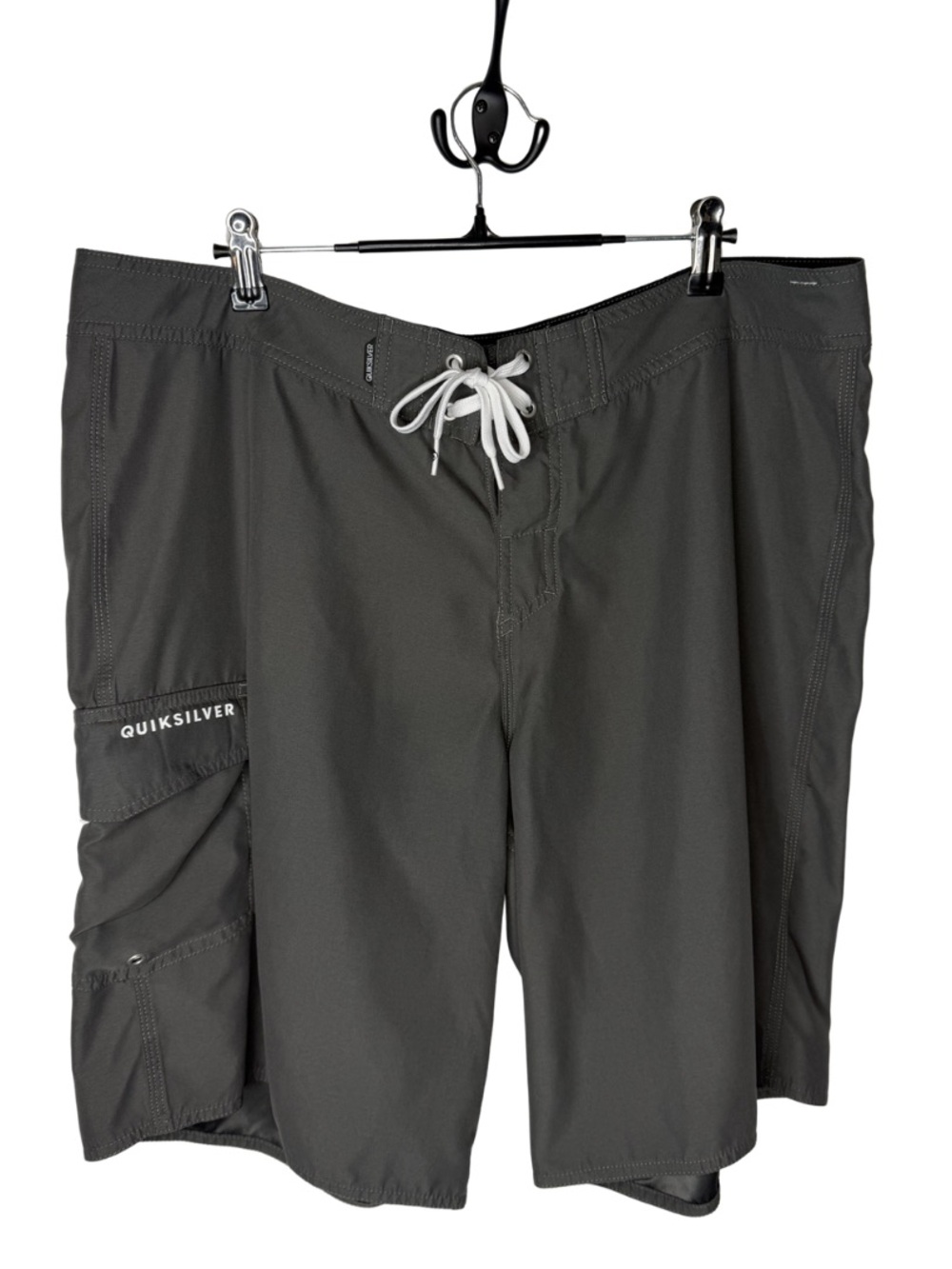Quiksilver Board Shorts Charcoal Gray Drawstring Cargo Pocket Men's Size 38 | XL